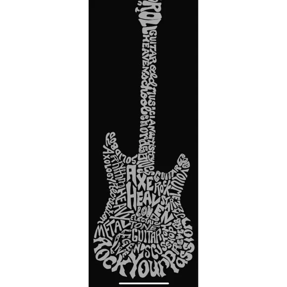 Guitar Heaven Calligram Rock Men's Size Medium T-Shirt by AXE HEAVEN - Picture 2 of 6
